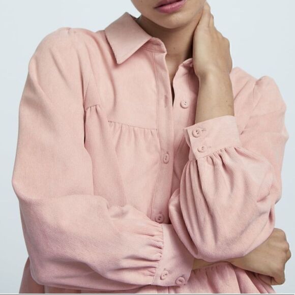 NWT Zara Tiered Corduroy Shirt - Picture 6 of 11
